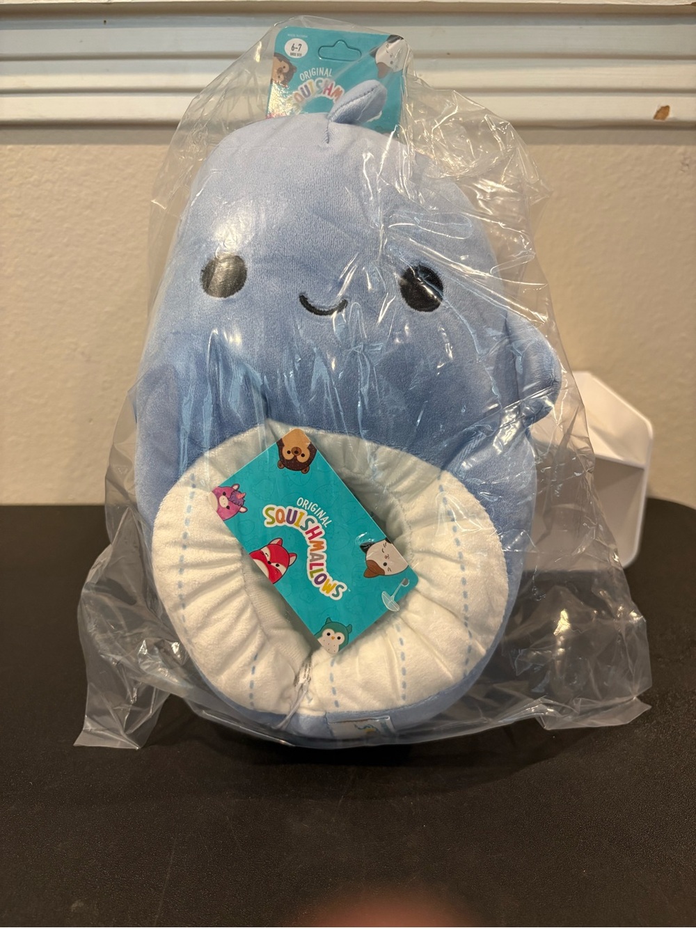 Original Squishmallow Samir the Whale Plush Slippers Kids Youth Sizes New - Picture 7 of 9